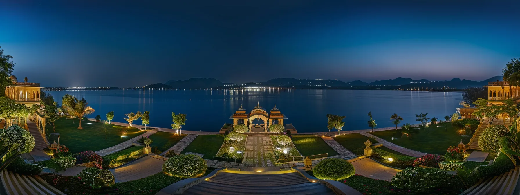 a breathtaking lakeside wedding venue with panoramic views of fateh sagar lake in rajasthan.