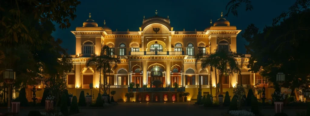 a majestic, opulent palace in jaipur with intricate architectural details, perfect for a royal wedding celebration.